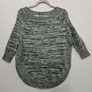 Express Sweater Womens XS Gray Black Wool Mohair Blend Crew Neck 3/4 Sleeve